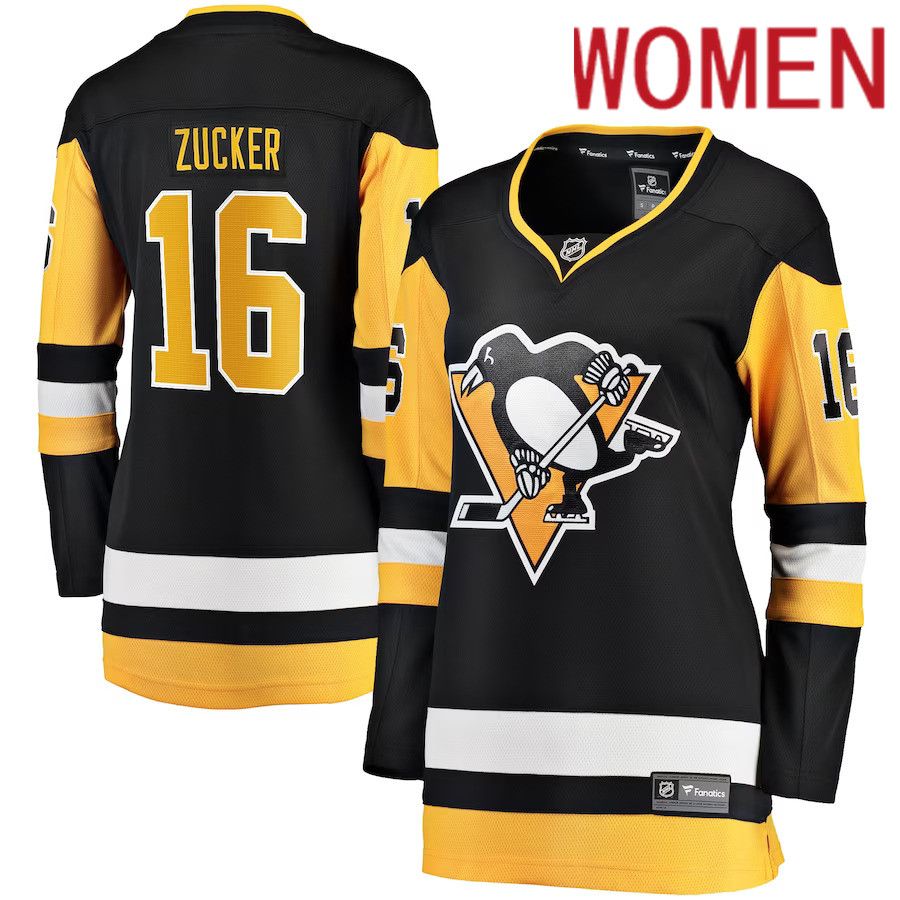 Women Pittsburgh Penguins 16 Jason Zucker Fanatics Branded Black Breakaway Player NHL Jersey